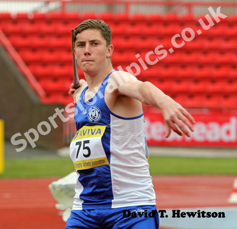 Harry Hughes (Suffolk) winner of the Junior Boys  Javelin.